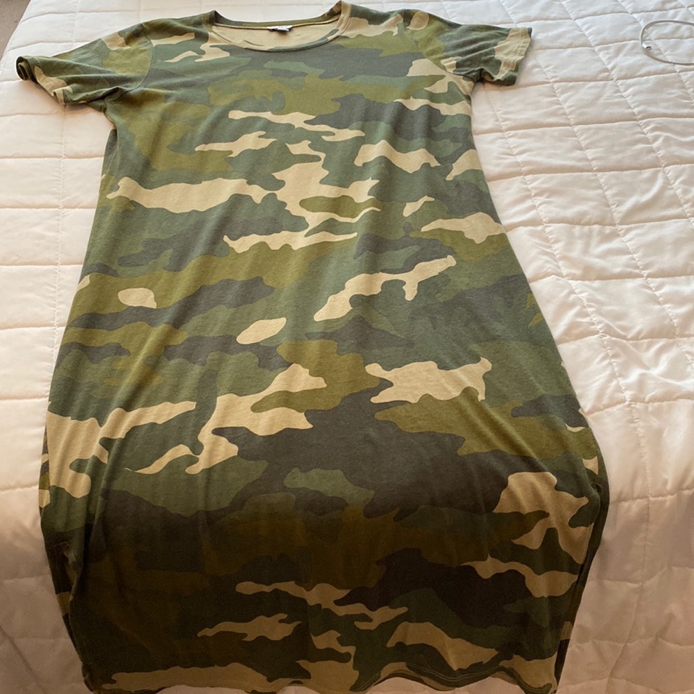 J crew tee Camo green tee shirt dress “reimagined” line, size M